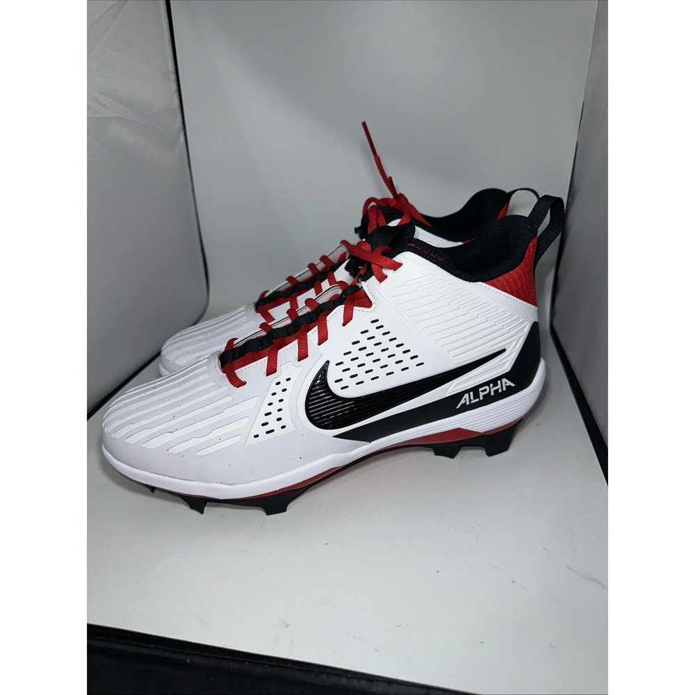 Nike Men's 11 1/2 Alpha Menace Strong Football Cleat‎ White/University Red